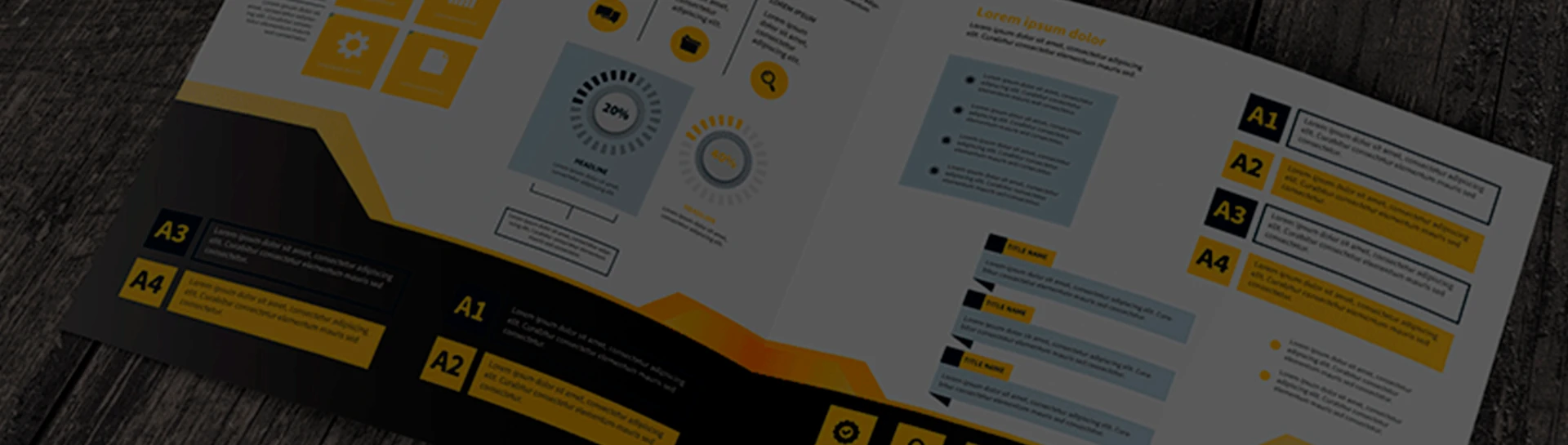 Destaca tus productos o servicios con folletos atractivos.