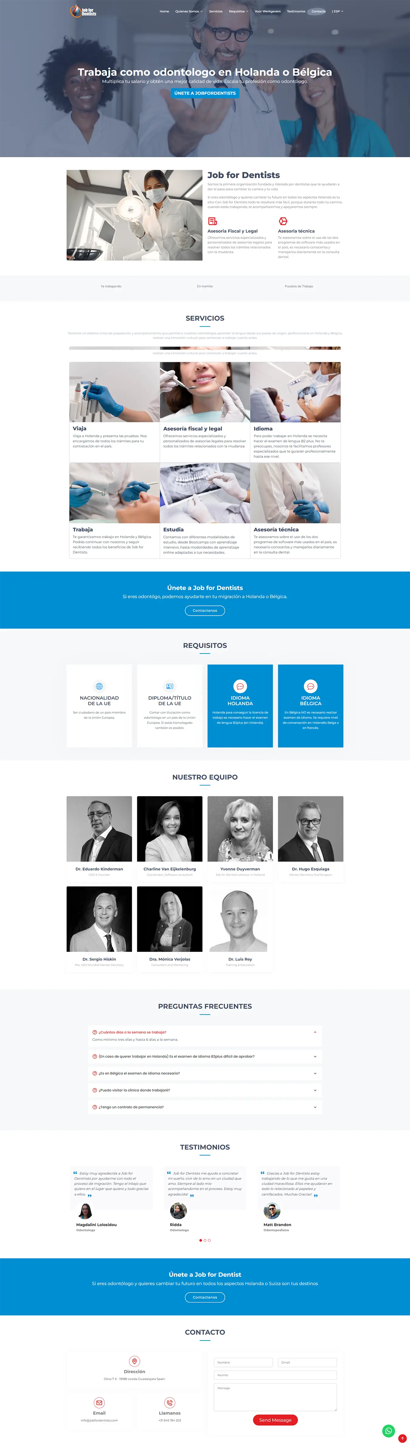 Diseño Landing Pages - Job for Dentists