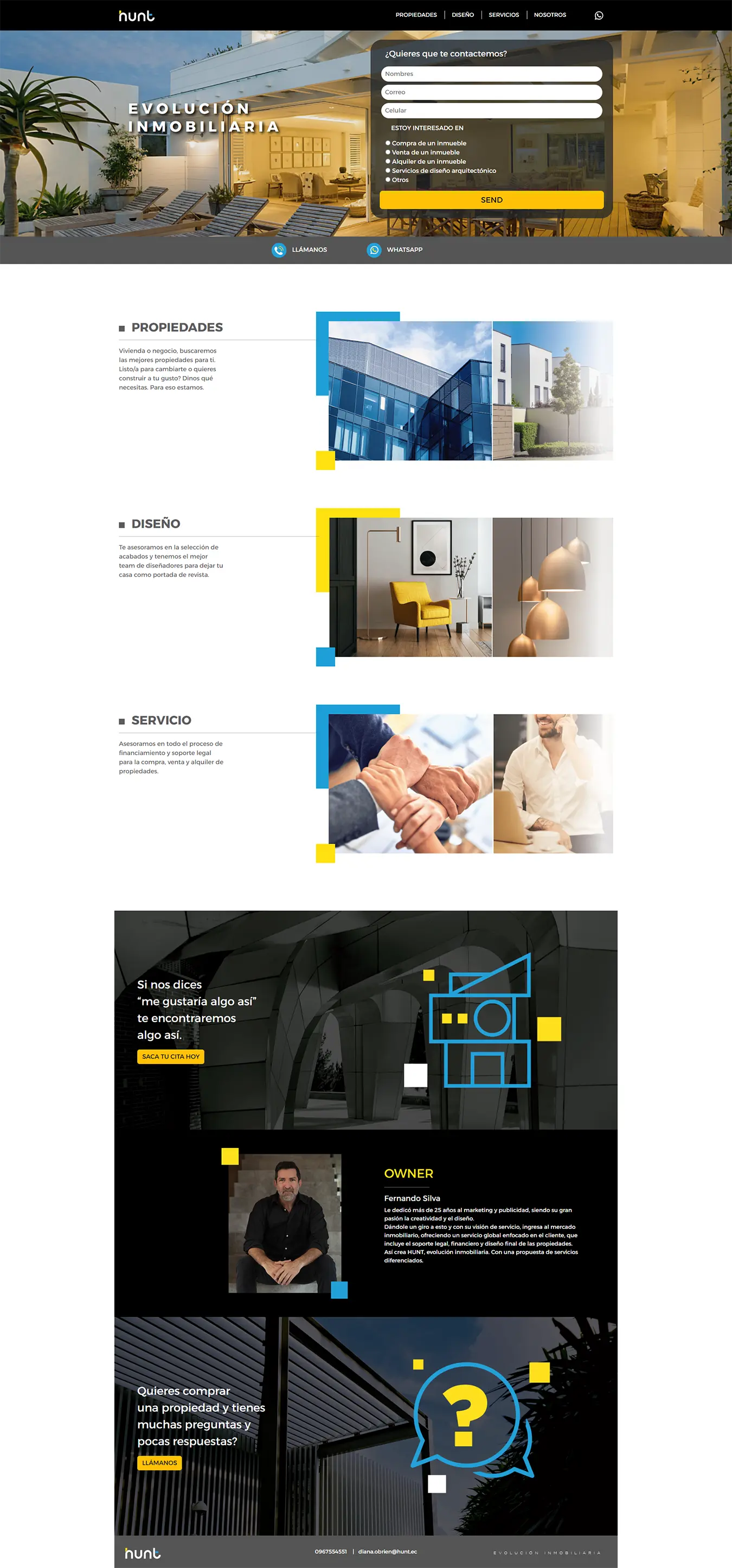 Diseño Landing Pages - Hunt Inmobiliaria