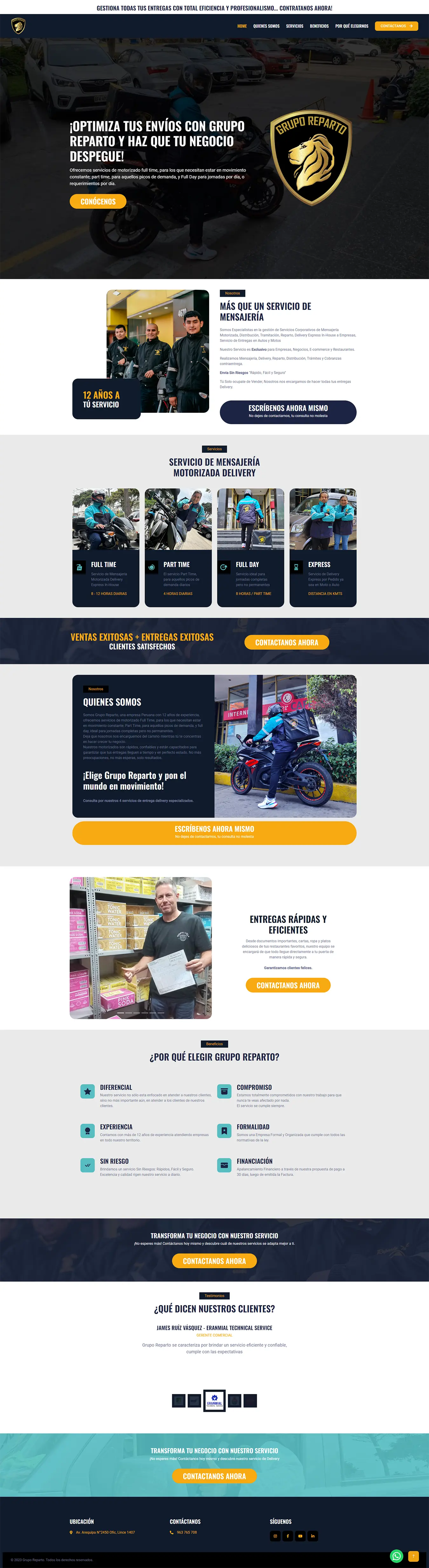 Diseño Landing Pages - Grupo Reparto