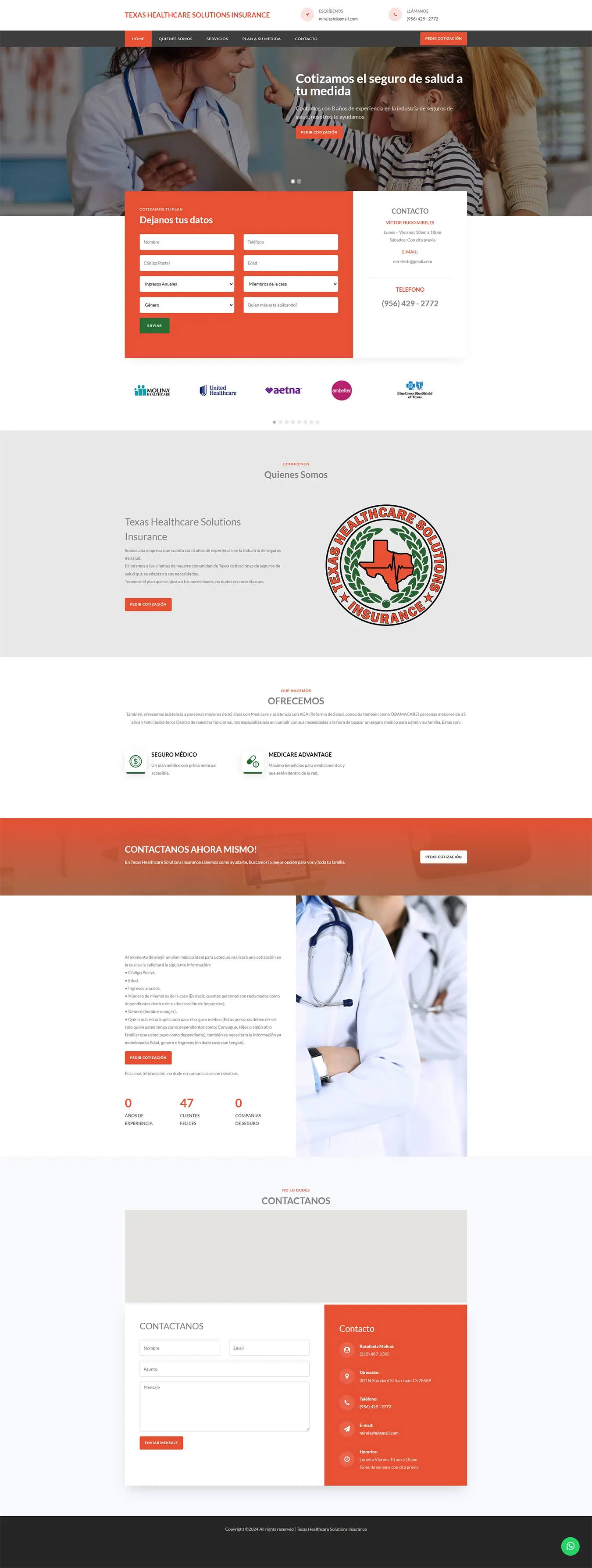 Diseño Landing Pages - Texas Helthcare Solutios Insurance
