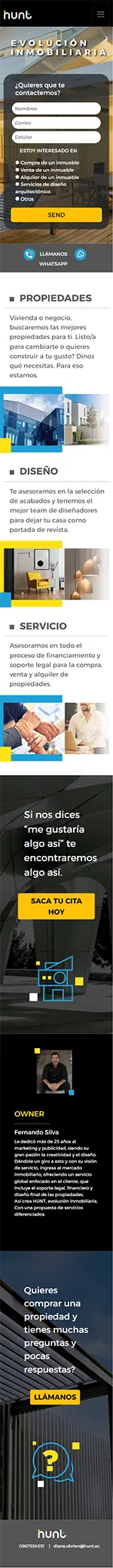 Diseño Landing Pages - Hunt Inmobiliaria