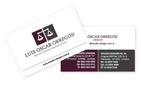 Tarjetas Personales - Estudio Jurídico Obregón & Asoc.